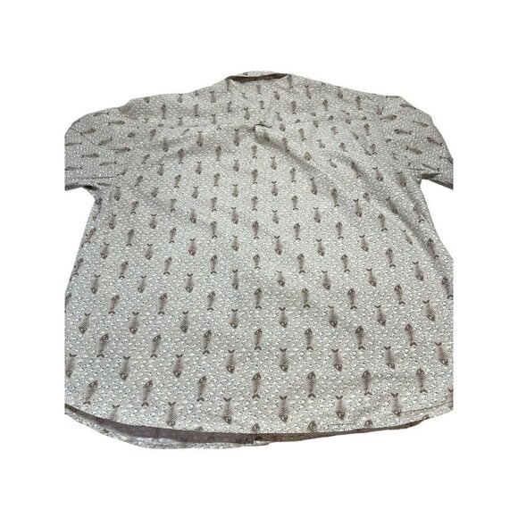 Columbia Mens Shirt Short Sleeve Button Front Fish Bone Tan Sportswear - Picture 2 of 6